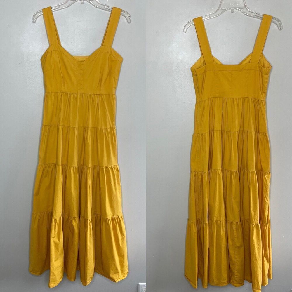 COLOR ME COURTNEY Dress Womens 0 Mustard Yellow Maxi Sundress Cotton